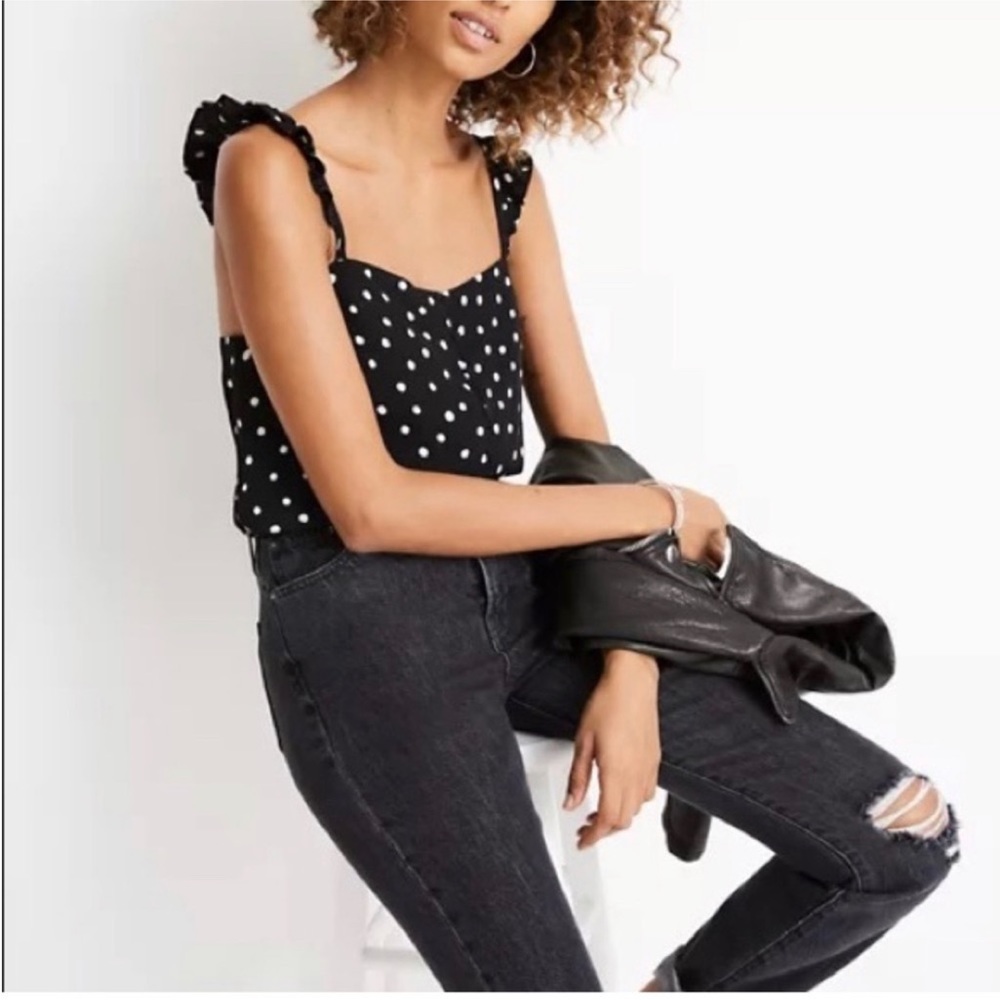 Ruffle-Strap Cami Top In Painted Dots